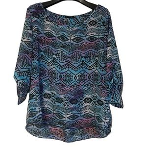 Eclipse women’s high low tunic blouse size‎ XL multicoloured sheer